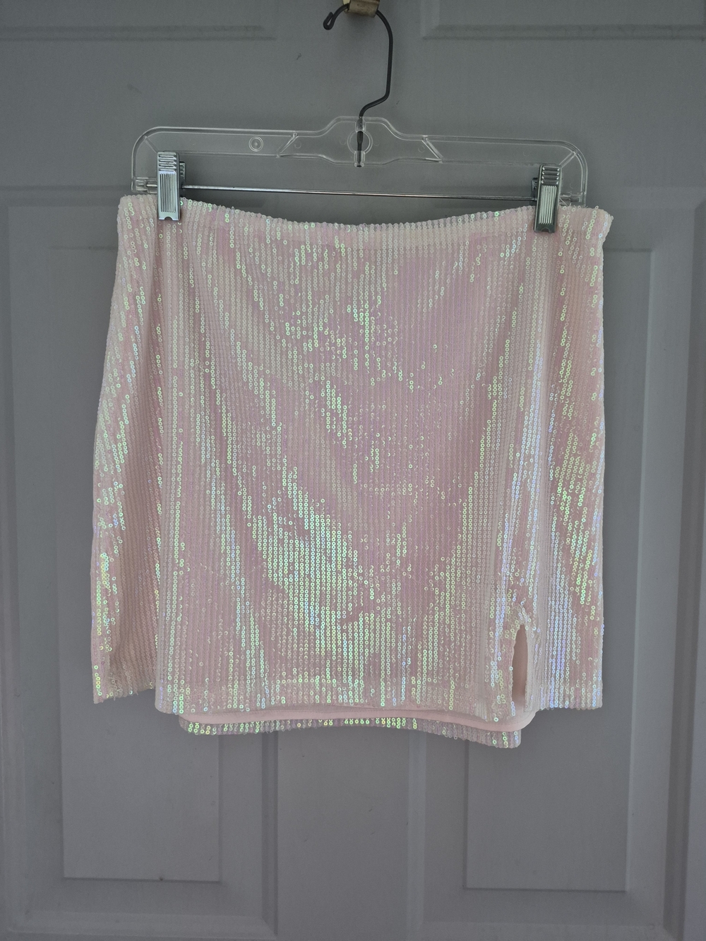 Altar'd State Iridescent Pink Sequin Mini Skirt Large